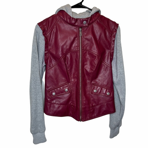 Wet Seal Burgundy Faux Leather Jacket Size Small